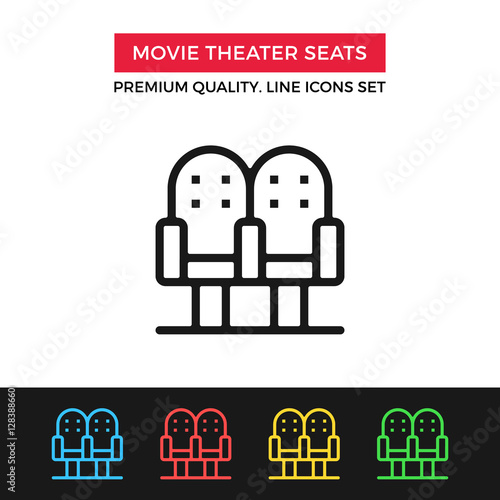 Vector movie theater seats icon. Thin line icon