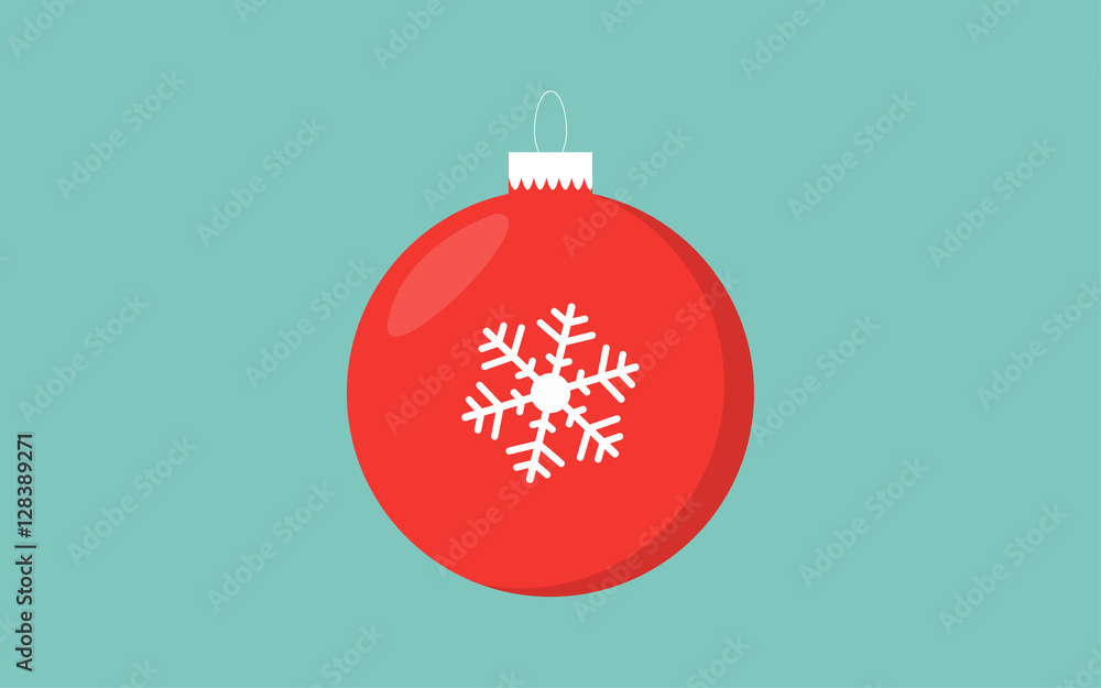Red christmas ball retro color blue background with snowflake Red christmas ball retro color blue background with snowflake