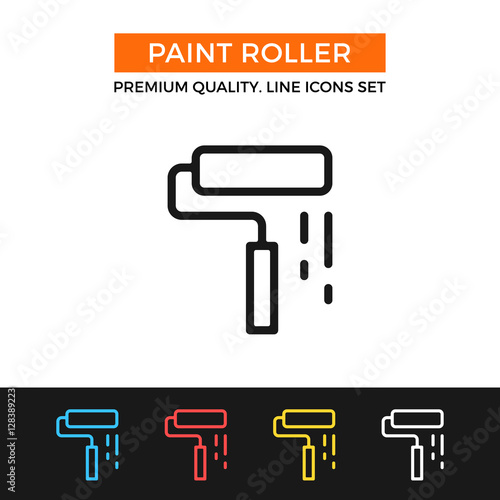 Vector paint roller icon. Thin line icon
