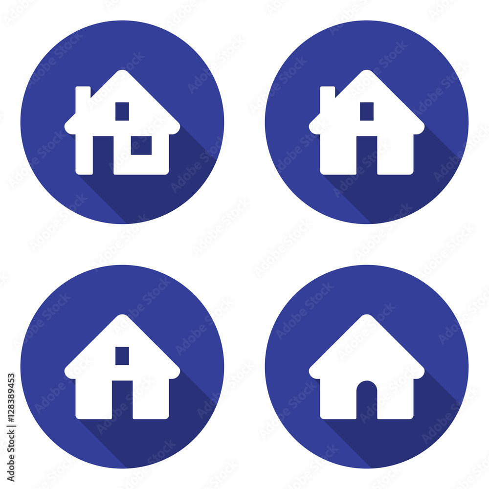 Home icons set in flat style with long shadows Home icons set in flat style with long shadows