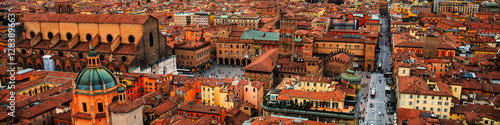 Canvas Print Aerial view of Bologna, Italy at sunset