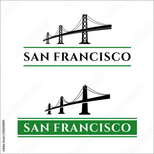 San Francisco Bridge. San Francisco - Oakland Bay Bridge vector illustration. California. San Francisco Business Center