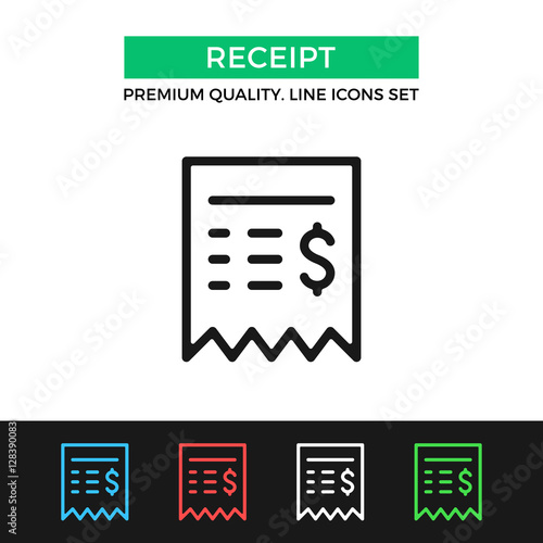 Vector sales receipt icon. Thin line icon