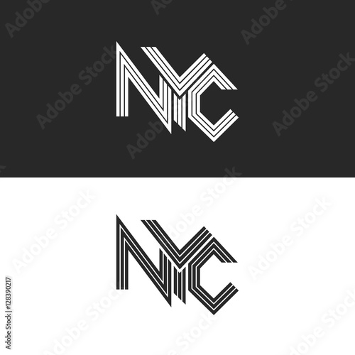 NYC lettering print t-shirt, USA New York City hipster logo mockup, black and white urban calligraphy design element