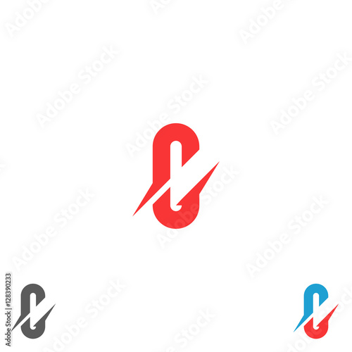 letter G logo idea abstract oblong shape design element template, simple red flying symbol emblem