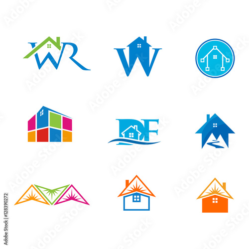 set of vector logo house and letter