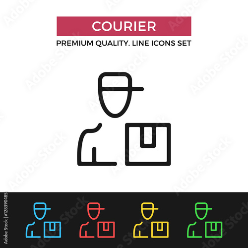 Vector courier icon. Thin line icon
