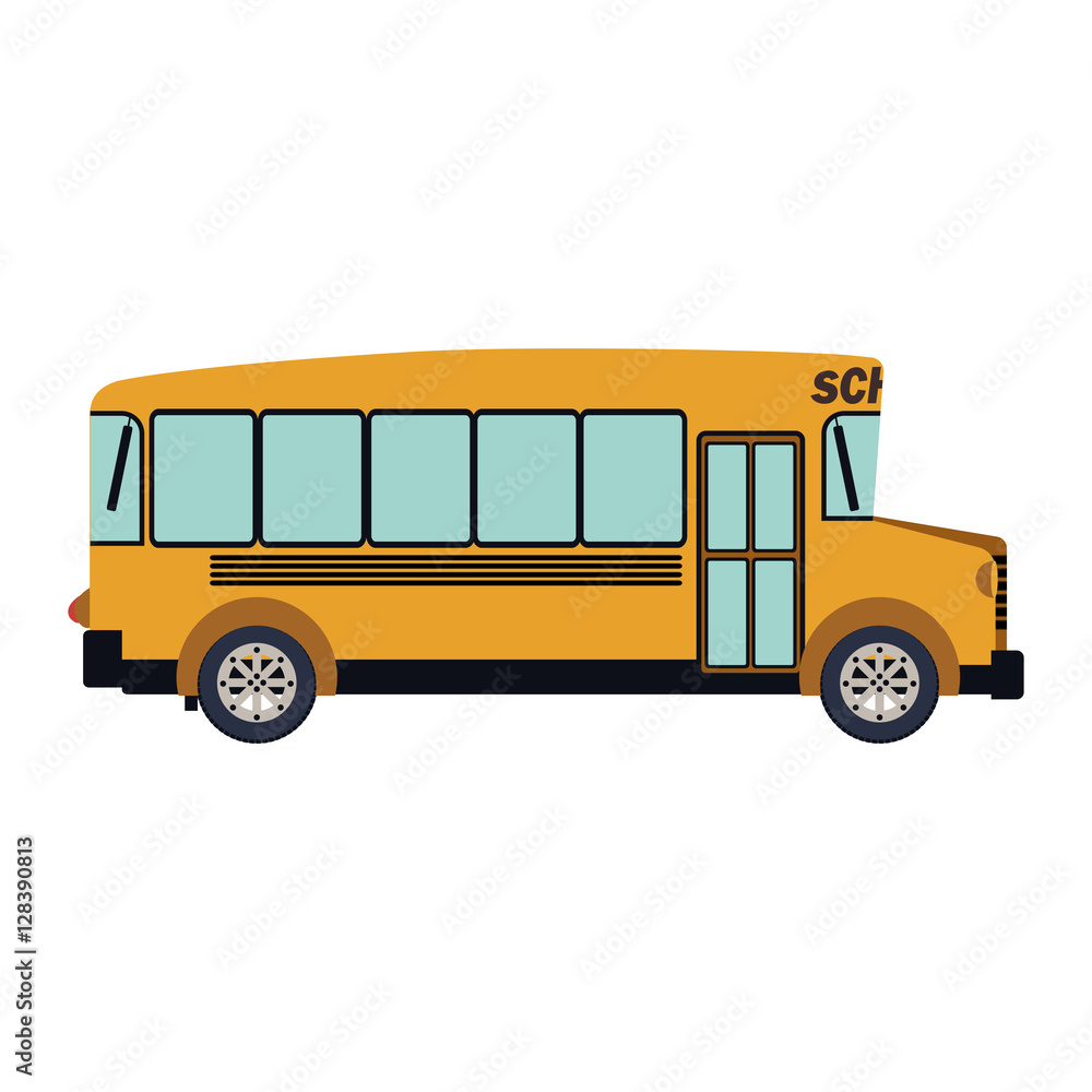 colorful silhouette with school bus vector illustration
