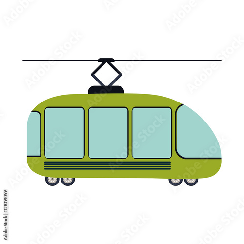 colorful silhouette with trolley car vector illustration