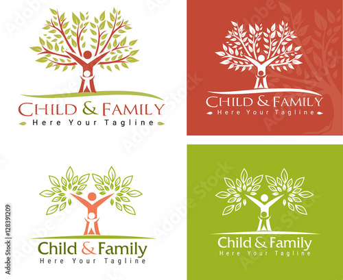 child and family. Family care logo vector design. Child Care and Medical Services. Child freedom and active lifestyle.