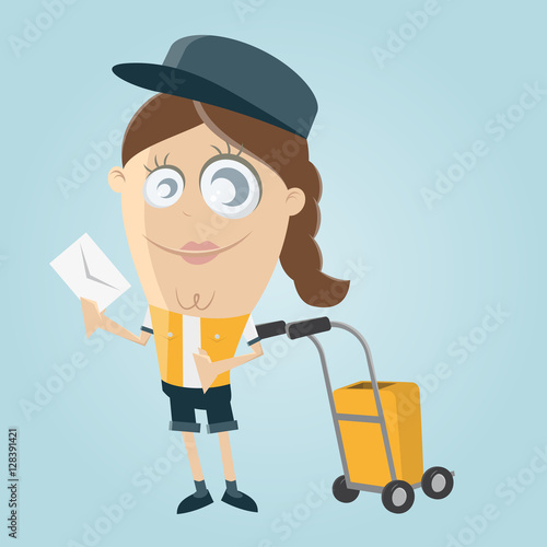 funny clipart of a postwoman bringing a letter