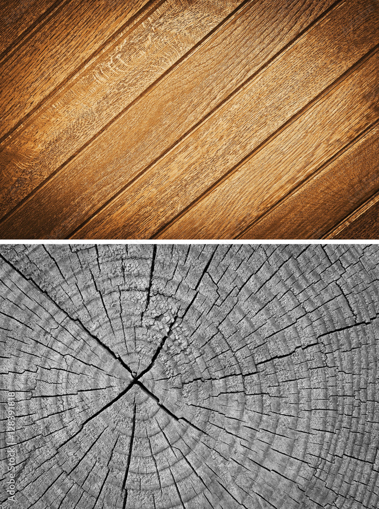 Fototapeta premium Wood texture. Lining boards wall. Wooden background. pattern. Showing growth rings. set
