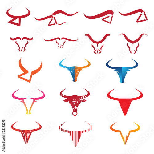 set of vector logo head bull and cows