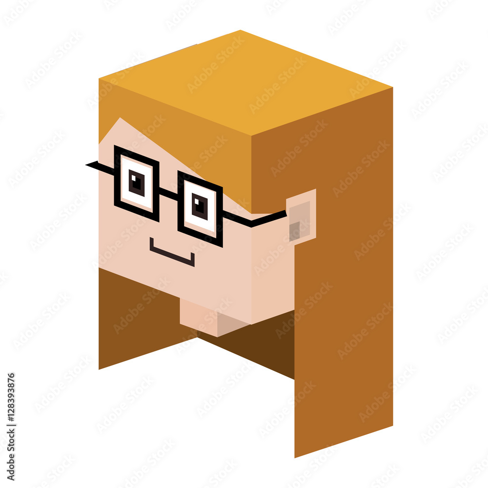 head lego girl with blonde hair and glasses vector illustration Stock ...