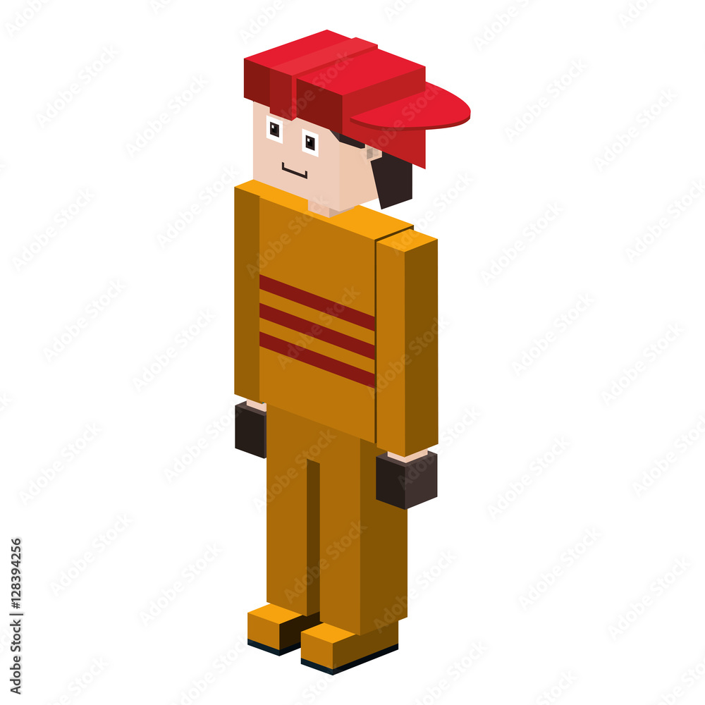 lego silhouette firefighter with helmet vector illustration Stock