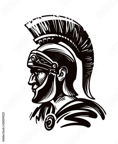 Fotografie, Obraz Spartan warrior, gladiator or roman soldier. Vector illustration