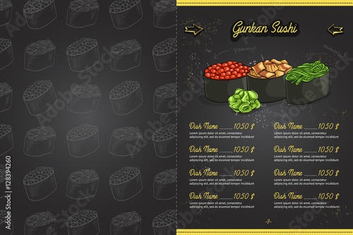 Color horisontal sushi menu