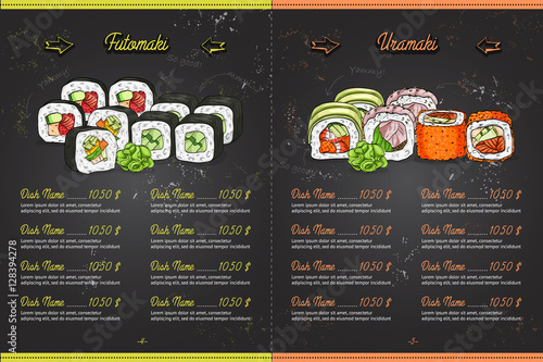 Color horisontal sushi menu