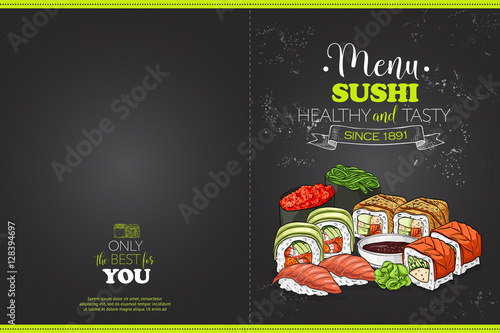 Color horisontal sushi menu