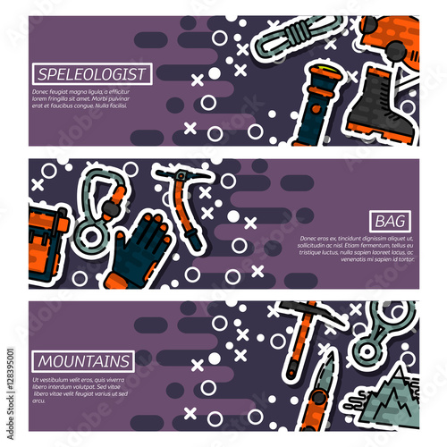 Set of Horizontal Banners about Speleologist