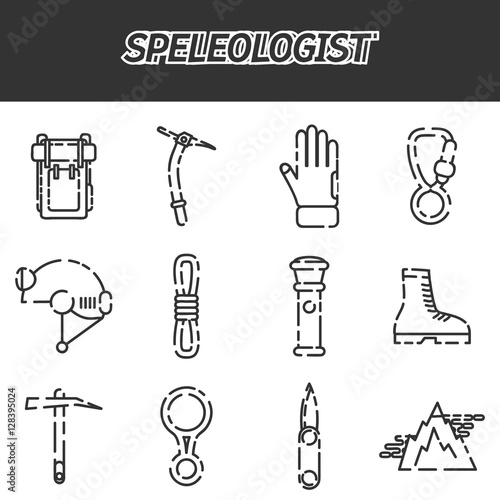 Speleologist icon set