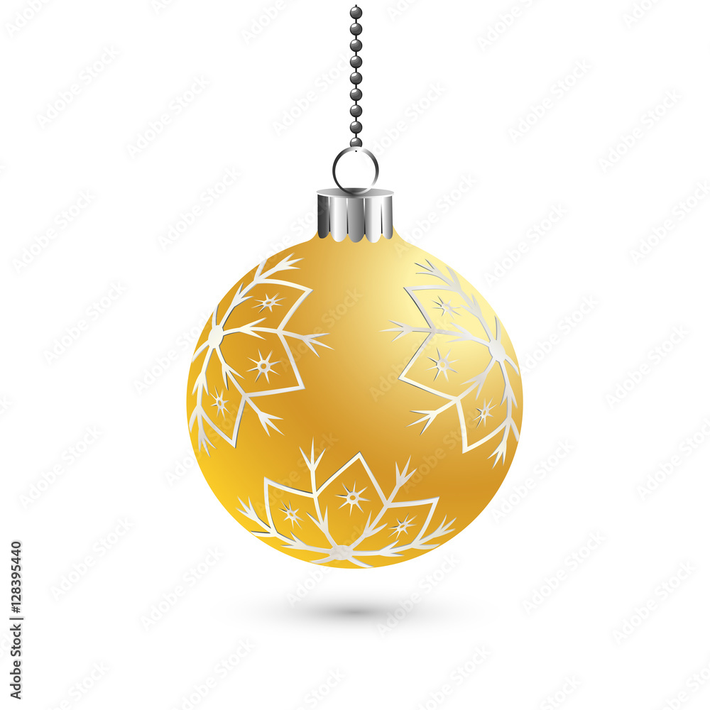 Christmas ball decoration background with snowflakes. Happy New Year bauble traditional. Merry Xmas greeting card . Bright shiny decorative holiday design. Vector illustration Christmas ball decoration background with snowflakes. Happy New Year bauble traditional. Merry Xmas greeting card . Bright shiny decorative holiday design. Vector illustration