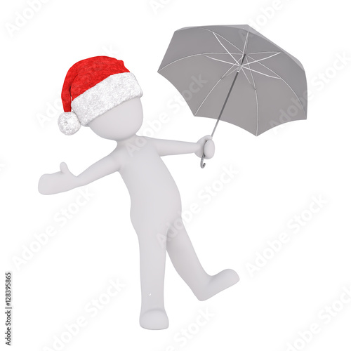 3d man holding an umbrella testing for rain