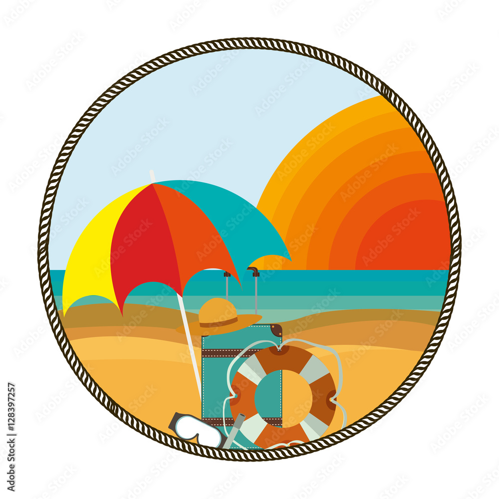 background beach with vacation objects vector illustration