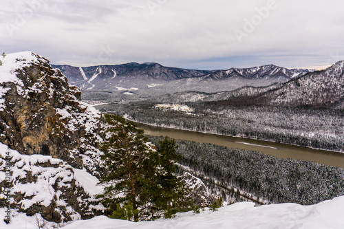 Mountain river Katun, Altai, Russia. A winter scenic. © timursalikhov