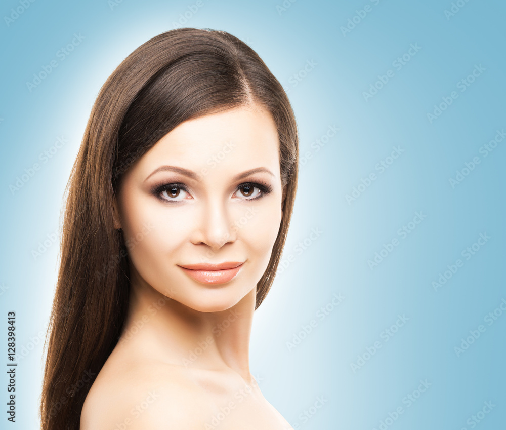 Naklejka premium Portrait of a young women in light makeup