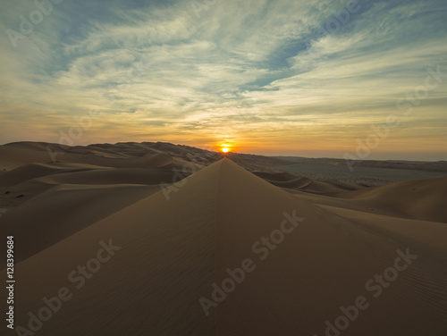 Empty Quarter Sunset over a Dune Ridge