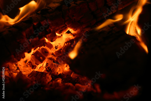 Flames of a campfire