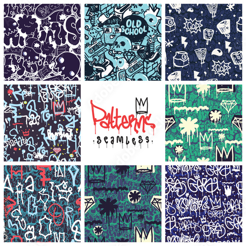 Graffiti seamless patterns set