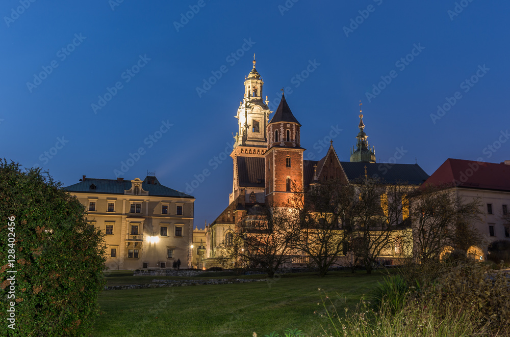 Wawel castle in the evening, Krakow, Poland