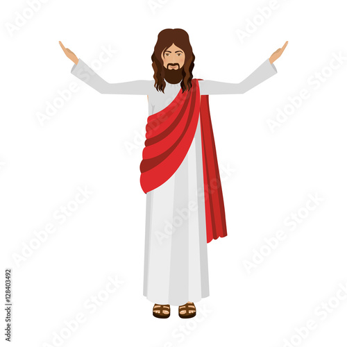 figure human of Jesus Christ with hands up vector illustration