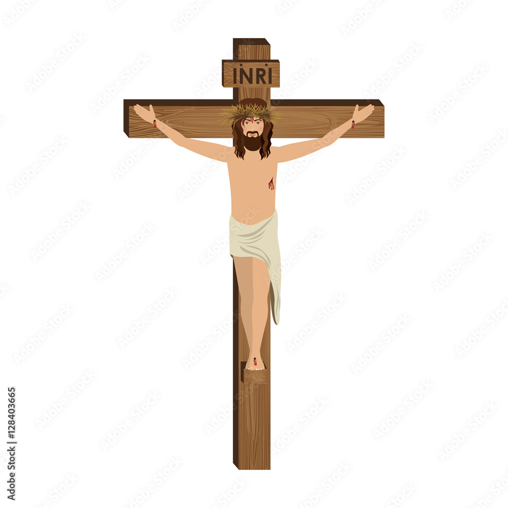 The Crucifixion of Jesus Christ vector illustration Stock Vector | Adobe  Stock