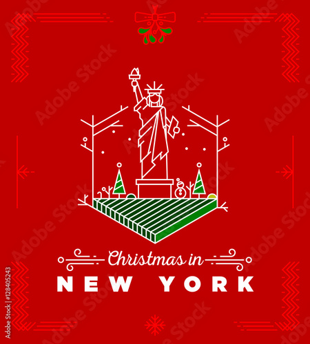 Christmas in  New York Monogram Vector Design Template