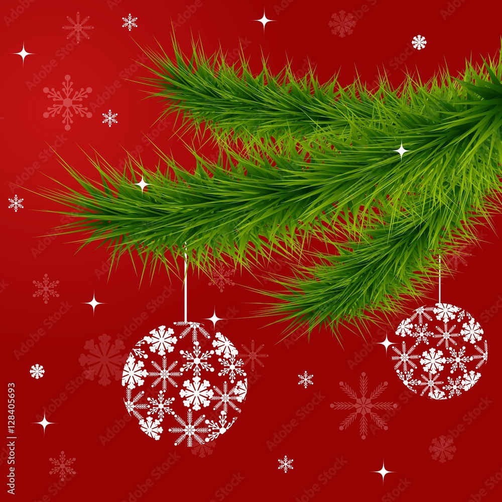 Christmas and New Year background with fir branches and balls Christmas and New Year background with fir branches and balls