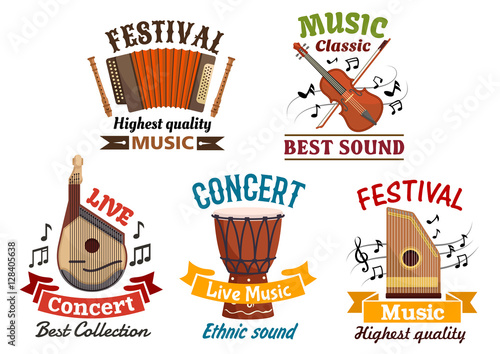 Musical instrumetns icons for festival, concert