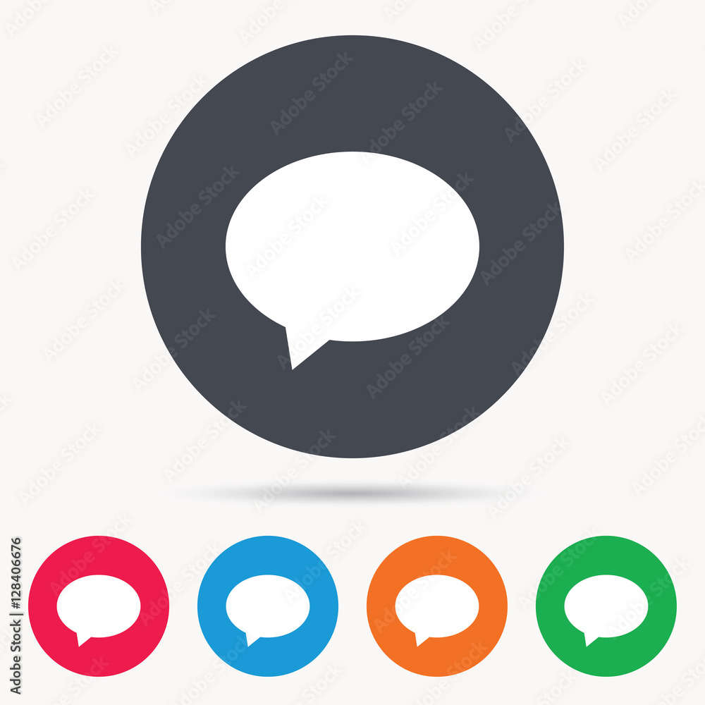 Speech bubble icon. Chat symbol. Colored circle buttons with flat web icon. Vector Speech bubble icon. Chat symbol. Colored circle buttons with flat web icon. Vector