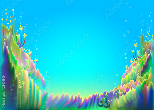 Fantasy for abstract background in fairyland underwater environment, vector image.