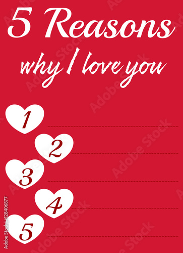 Card with love reasons