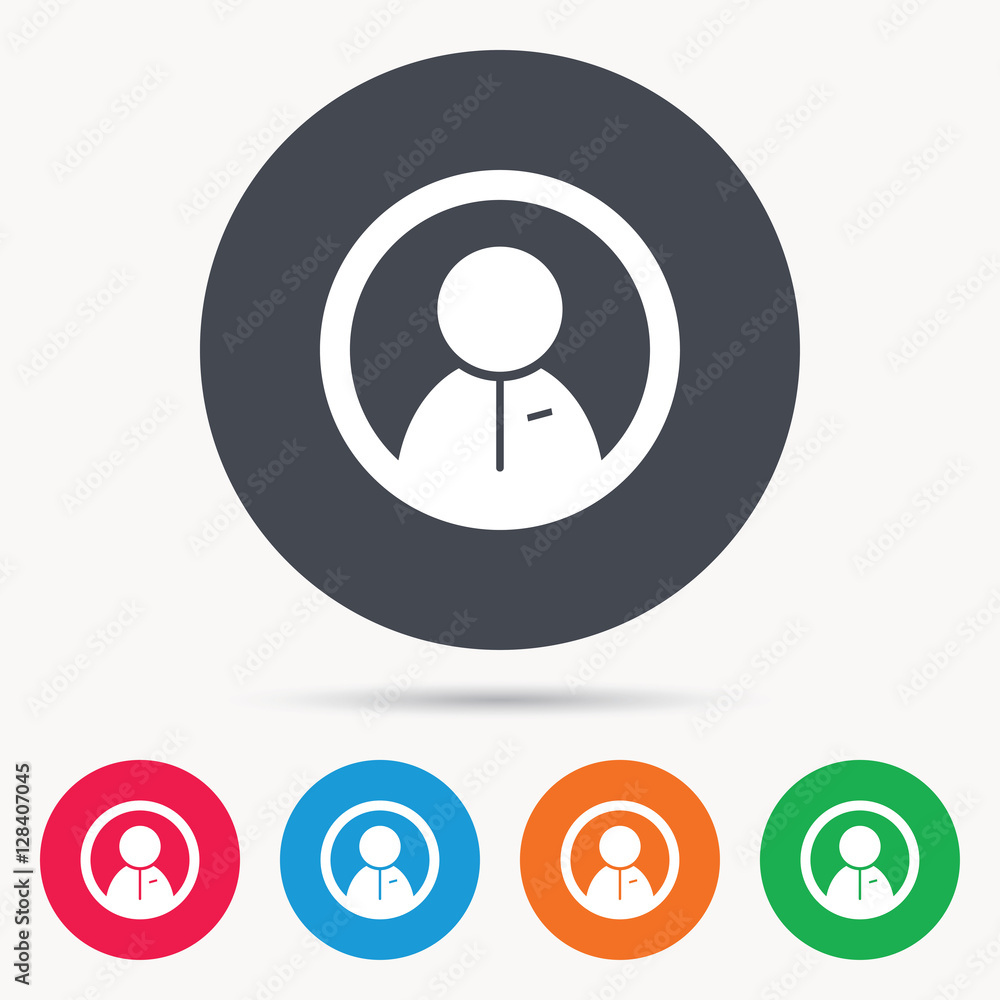 User icon. Human person symbol. Colored circle buttons with flat web icon. Vector User icon. Human person symbol. Colored circle buttons with flat web icon. Vector