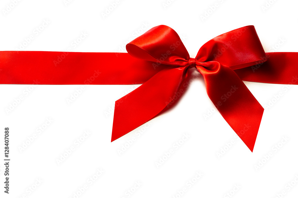 Red satin ribbon and bow isolated on white Red satin ribbon and bow isolated on white