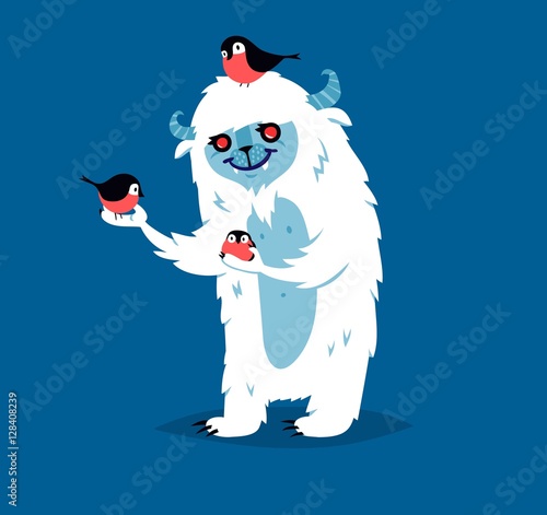 Cute yeti biigfoot monster vector set.
