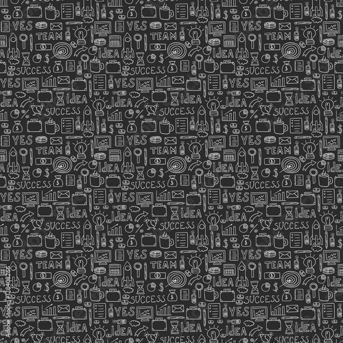 Doodles seamless pattern vector set.
