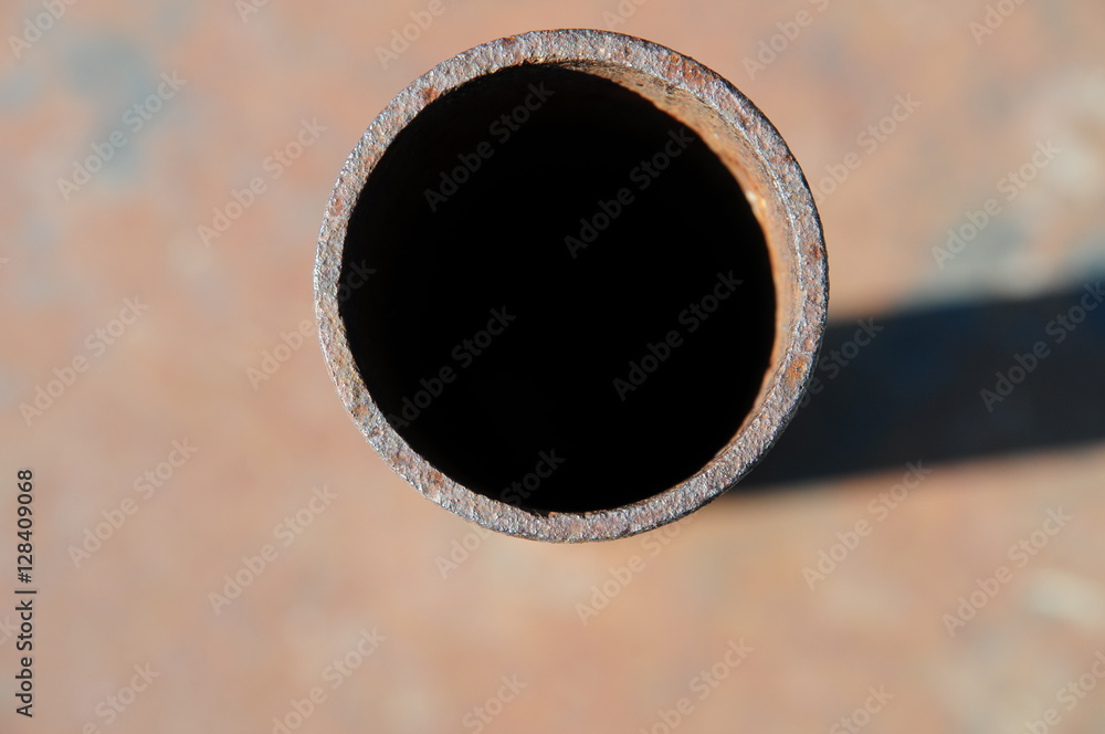 Looking down a pipe