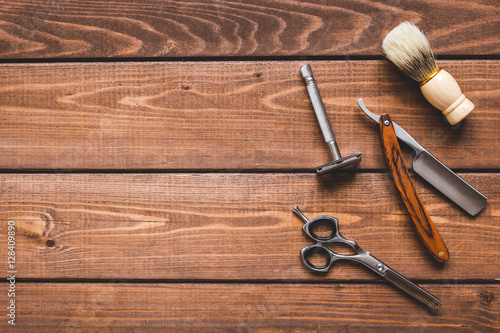 Photography Tools for cutting beard barbershop top view