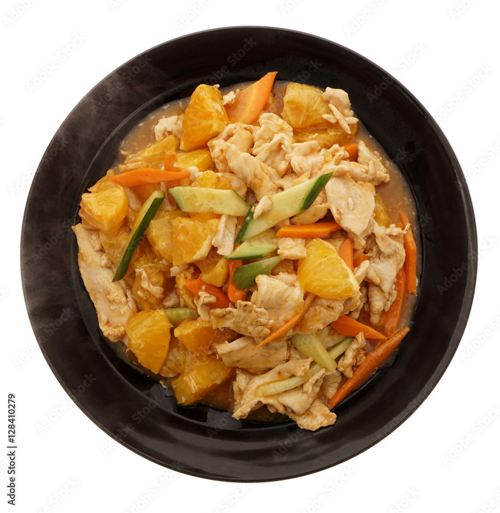 Chinese food. Chicken with orange and vegetables Chinese food. Chicken with orange and vegetables