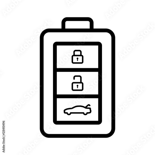 Car, automobile, vehicle keyless smart key with buttons line art icon for apps and websites